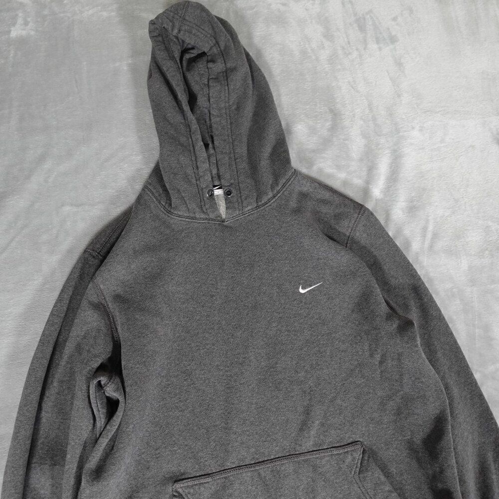 Vintage Nike Swoosh Pullover Hoodie Mens M Streetwear Embroidered Gray - Picture 2 of 11